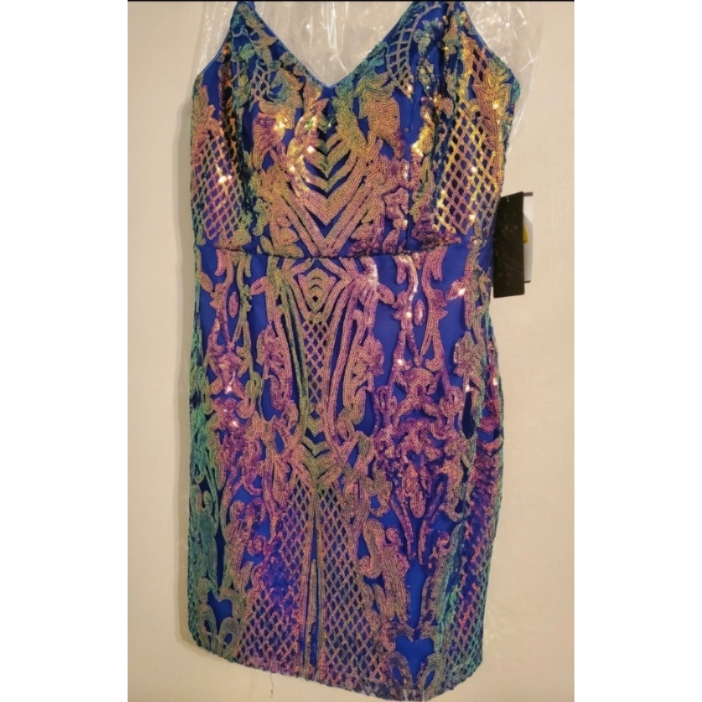 Irredescent Sequin Homecoming Dress